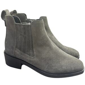 Aquatalia Carmie Gray Suede Chelsea Ankle Boots Preppy Classic Minimalist Chic
